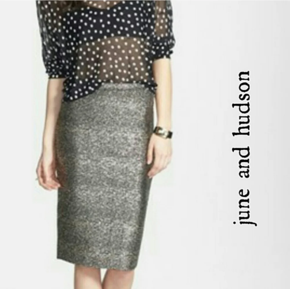 june and hudson black gold metallic straight skirt S NWT party prom dancing